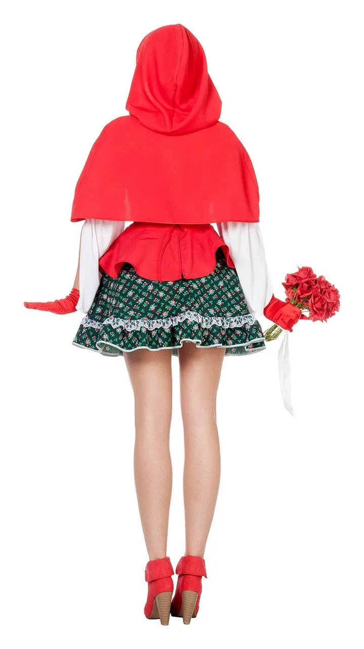 Sprookjes Dame Met Rode Cape (Luxe) Vrouw Kostuum 2 Sprookjes Dame Met Rode Cape (Luxe) Vrouw Kostuum - Afbeelding 2