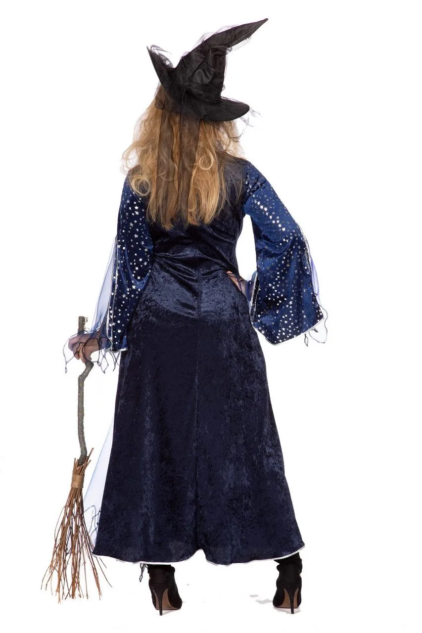 Zwansilla Tovenaarsdame Sterren Blauw Vrouw Kostuum 5 Zwansilla Tovenaarsdame Sterren Blauw Vrouw Kostuum - Afbeelding 5