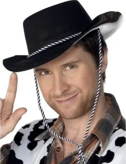 Black Flock Western Hoed Volwassen