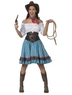 Sexy Sue Short Saloon Cowgirl Vrouw Kostuum