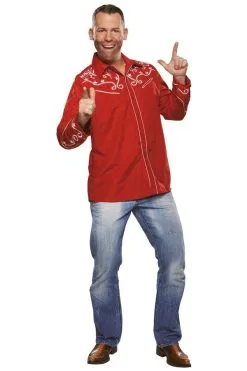Country Blouse Linedance Rood Man