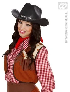 Cowboyhoed Zwart Met Strass Band -Kledingwinkel Van Roodkapje wdm1014 2488c c 3