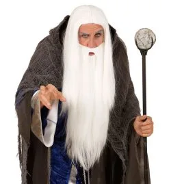 Gandalf Pruik, Tovenaar Met Baard -Kledingwinkel Van Roodkapje wdm1516 04948 c 3