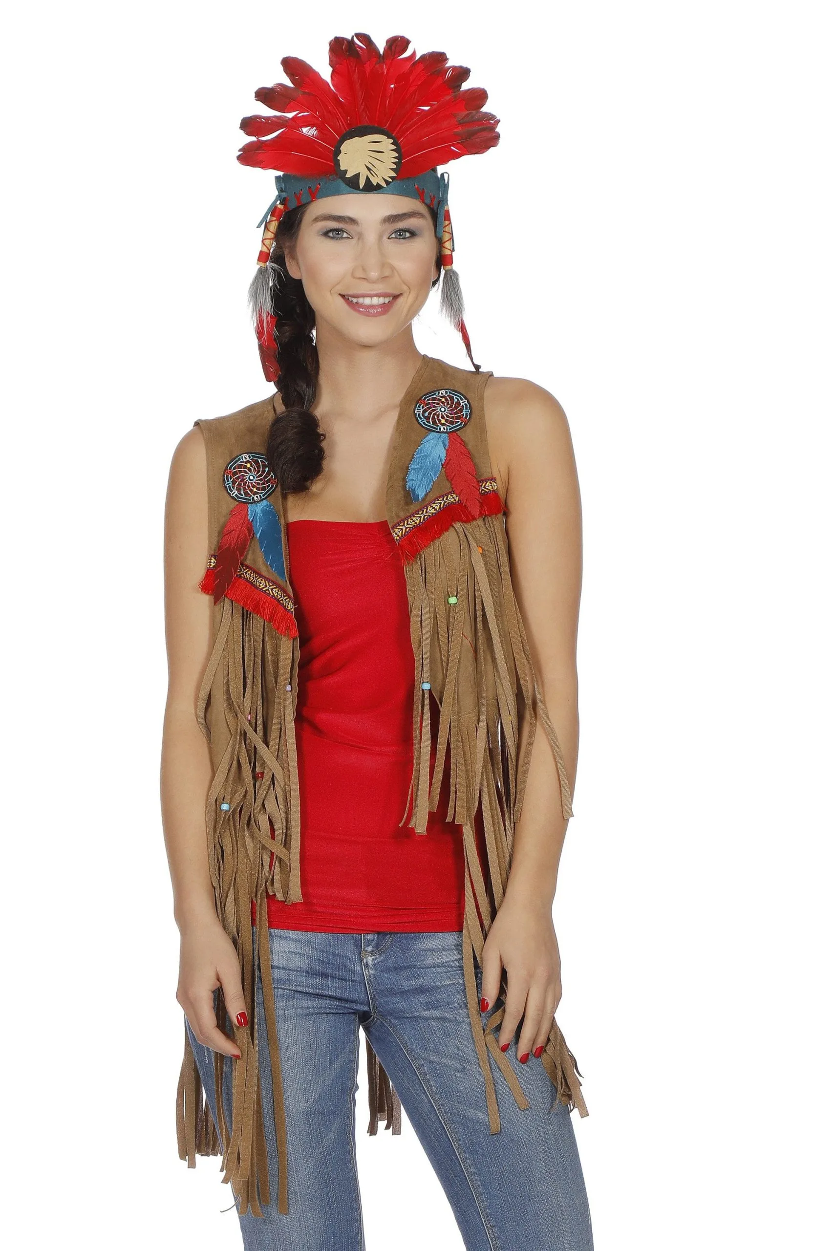 Bruin Hippie Vestje Indiaan Missouri Vrouw 2 Bruin Hippie Vestje Indiaan Missouri Vrouw - Afbeelding 2